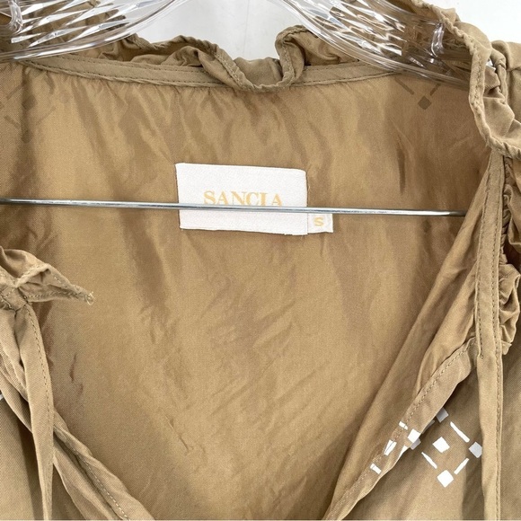 ANTHROPOLOGIE Sancia Yoelette 70s Boho Balloon Tie Sleeves Peasant Blouse Top - Picture 7 of 8